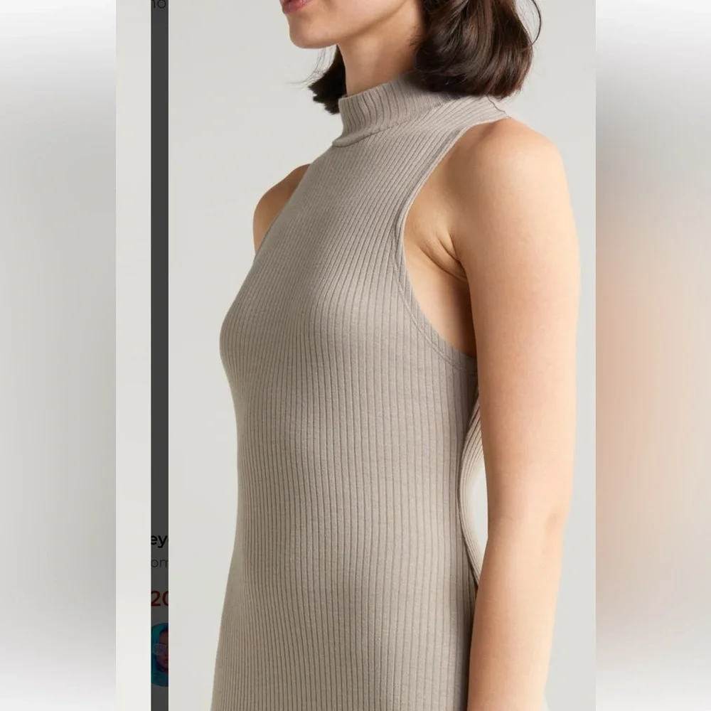 Beyond Yoga Well Traveled Taupe Rib Knit Athleisure Midi Dress Sz Small - Picture 5 of 16